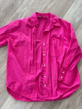ZARA Bright Pink Button-Up Shirt